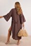 Brown Woven Maxi Beach Belted Kimono&Kaftan Tbess23Km00028 - 4