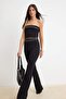 Siyah Flare/İspanyol Paça Normal Bel Uzun İnterlok Örme Pantolon TWOSS26PL00160 - 4
