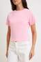 Light Pink Plain Fitted Washed Raglan Sleeve Short Cotton Stretch Knitted T-Shirt Twoss26Ts00246 - 3