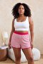 Pink Striped Lace-Up Ribbed Knit Plus Size Pajama Bottoms Tbbss26Ia00015 - 2