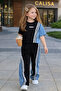Premium Girls' Black Denim Striped Suit |   Summer Comfortable Cut Casual Stylish 2-Piece Top and Bottom Set - 5