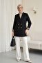 Double Button Blazer Jacket with Pocket Detail - Black - 3