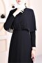 Glittery Chiffon Long Evening Dress - Black - 7