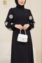 Tulle Embroidered Pencil Dress with Sleeves - 3