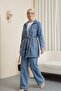 Stone Detailed Jacket Pants Denim Set - Ice Blue - 5