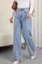 Pocketed Wide Leg Zippered Jeans - Ice Blue - 3