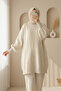 Round Neck Casual Patterned Knitwear Sweater -Ecru
