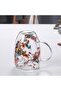 Double Wall Glass Coffee Mugs,350 ml Insulated Heat-Resistant Clear Flower Design with Handle - 6