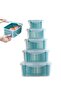 5-Pack Fruit & Produce Storage Containers,Fridge Organizer with Drain Colander,Blue Plastic - 3