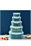 5-Pack Fruit & Produce Storage Containers,Fridge Organizer with Drain Colander,Blue Plastic - 4