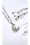 Women's Green Crescent Butterfly Steel Necklace - 4