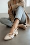 Aula Beige Patent Leather (4cm Heeled) Pointed Toe Shoes - 2