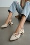 Aula Beige Patent Leather (4cm Heeled) Pointed Toe Shoes - 5