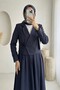 Tied Front Skirt Jacket Double Set - Navy - 3
