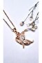 Purple and White Stone Steel Necklace with Butterfly Figure - 4