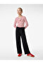 Long Sleeve Cotton Ribbon Detailed V-Neck Striped T-Shirt - 2