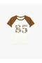 Printed Short Raglan Sleeve Slim Fit Crew Neck Crop T-Shirt - 3