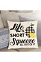 Set of 4 Lemon Written Plaid Patterned Throw Pillow Covers Squeeze the Day Life Is Short Decorative Pillow - 2