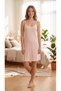 Women's Rose Pink Color Tulip Printed Soft Textured Cotton Strap Pajamas Nightgown - 2