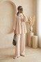 Women's Front Lace-Up Tunic Pants Double Set 6744 - Cream - 2