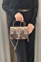 Women's Snake Patterned - Gold Chain Accessory Detailed - Casual Stylish Hand and Shoulder Bag - 3