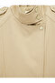 Cotton Pocketed Zippered Stand Collar Belted Trench Coat - 5