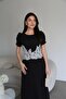 Lace Detailed Premium Midi Length Black Dress - 2