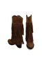 Genuine Suede Tasseled Western Heeled Boots E13 Suede Sigaro - 5