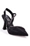 Dza07-396155 Black Glitter 9.5 cm Thin Heel Evening Dress Women's Shoes