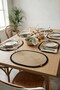 2 Pieces 30x40cm Oval Black Striped American Service Wicker Jute Braid Charger Presentation Set - 4