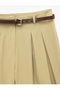 Belted Pleated Detailed Wide Leg Fabric Trousers - 5