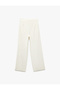 Viscose Linen Blended Asymmetrical Wide Leg Trousers with Pockets and Tie Waist - 4