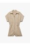 Cupro Modal Fabric Pocket Detail Elastic Waist Short Sleeve Shirt Collar Shorts Jumpsuit - 4