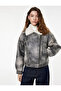 Zippered Distressed Suede Look Crop Biker Jacket with Pockets and Faux Fur Inside - 3