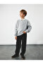 Casual Cut Cotton Denim Trousers with Pocket Detail - 2