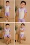 Girls and Boys Colorful 100% Linen Polo Collar Shorts Set - Summer Natural Fabric Top and Bottom Set - 2