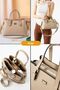 Women's 3-Compartment Lined Zipper Closure Handbag and Shoulder Bag (27X15 cm) - 2