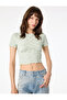 Bürümcük Fabric Slim Fit Short Sleeve Boat Neck Crop T-Shirt - 3