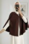 Shepherd's Stitched Pocketed Cashmere Poncho -Brown