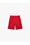 Elastic Waist Cotton Blend Textured Basic Shorts - 5