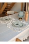 4-Piece Natural Raw Linen Rectangular American Serving Tray/Soup Plate with Ruffle Detail - 5