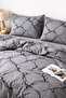 Single Duvet Cover Set Gray Marble Pattern Cotton Elastic Sheet Set 160X220 cm - 7