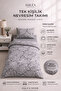 Single Duvet Cover Set Gray Marble Pattern Cotton Elastic Sheet Set 160X220 cm - 2