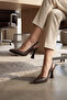 Brown Genuine Leather Women's Slingback Stiletto Thin Heeled Shoes - 4