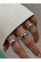 Curved Silver Heart Ring - 2