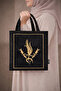 Embroidered Velvet Dowry Box for Quran, Prayer Mat, Slipper Bag Gold Black