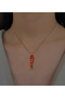 Steel Red Fish Necklace - 3
