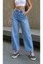 Women's High Waist Wide Leg Mom Jean Pants - 5