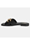 شبشب جلدي بإبزيم حجري أسود نسائي - 3