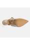 Women's Cream Adjustable Buckle Leather Evening Dress Heeled Slippers - 4